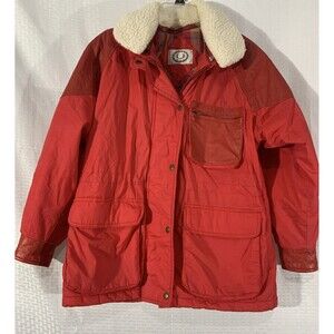 Vintage Catamount Trail Ski Jacket Womens M Red Removable Fur Collar Leather